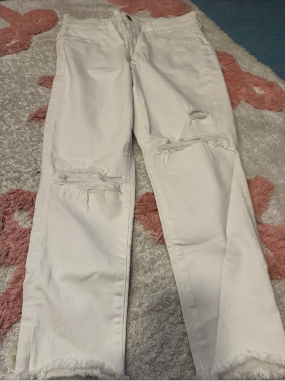American Eagle Outfitters White Skinny Distressed Jeans